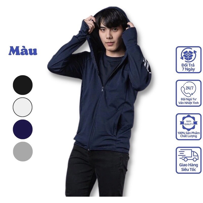 Áo chống nắng nam 2 lớp viền tay