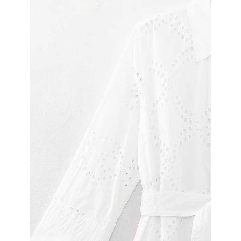 Đầm midi dài màu trắng thêu hoa phong cách Âu Mỹ mới 2023