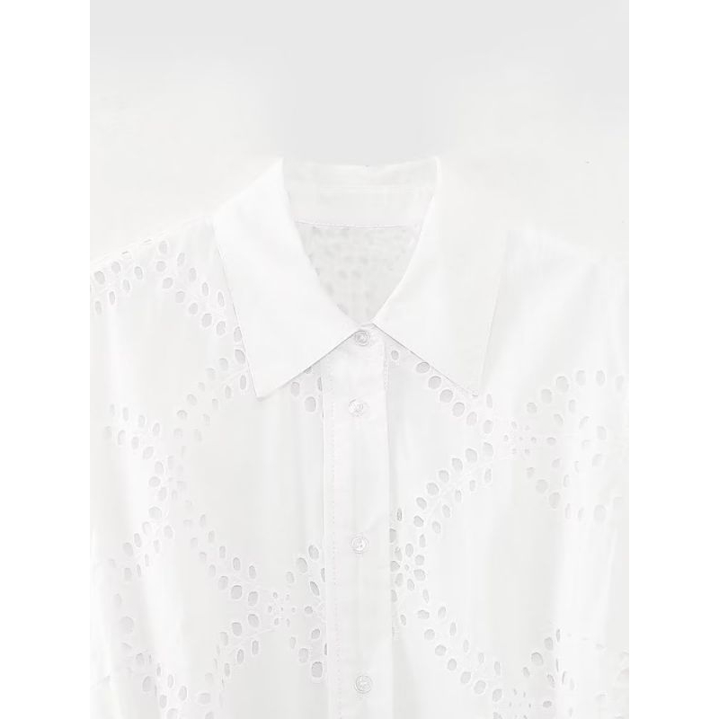 Đầm midi dài màu trắng thêu hoa phong cách Âu Mỹ mới 2023