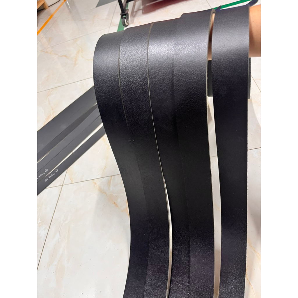 Phôi dây thắt lưng, vân trâu đã nhuộm màu sẵn, bản rộng 3.8mm  - Da Thuộc San Nguyên