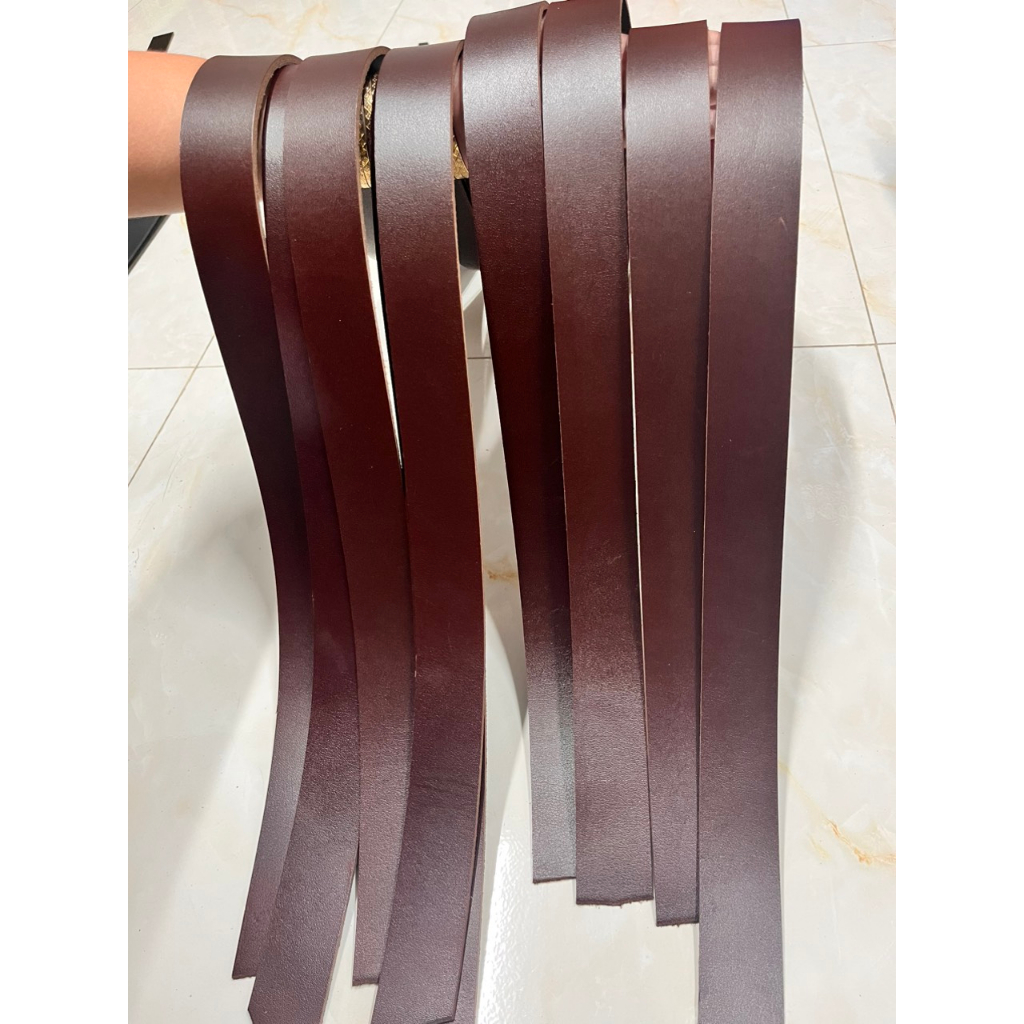 Phôi dây thắt lưng, vân trâu đã nhuộm màu sẵn, bản rộng 3.8mm  - Da Thuộc San Nguyên