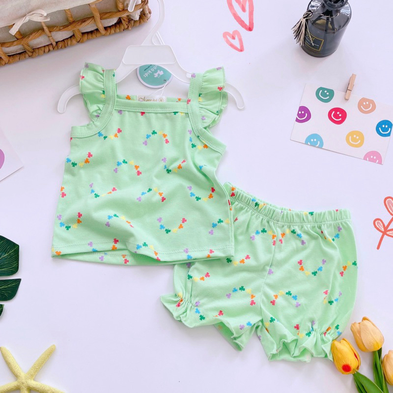 Đồ bộ 2 dây cánh tiên bèo bé gái xuất Nhật Miwoo