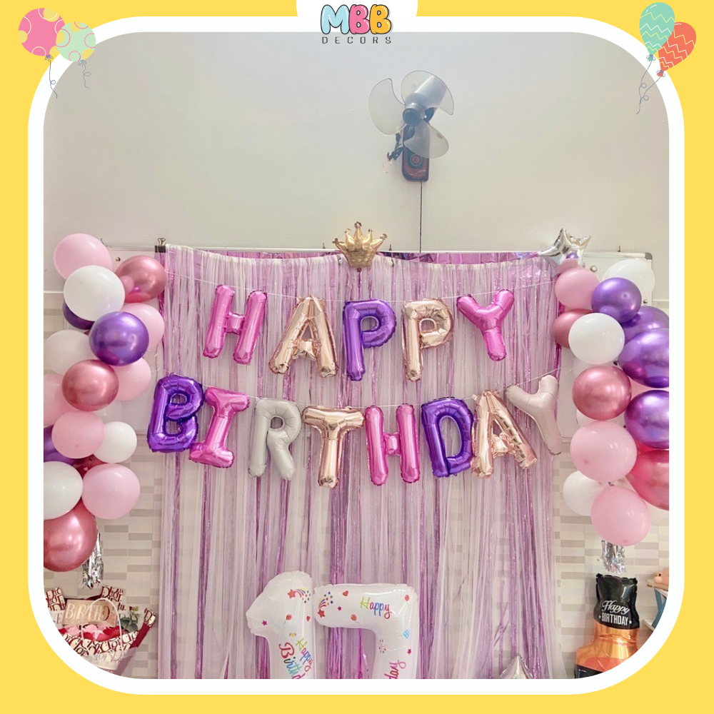 [TPHCM - TẶNG ỐNG THỔI] Bóng Chữ HAPPY BIRTHDAY Cao 40cm (CÓ DÂY TREO), Bóng Chữ Trang Trí Sinh Nhật Tiệc Tùng Nhiều Màu