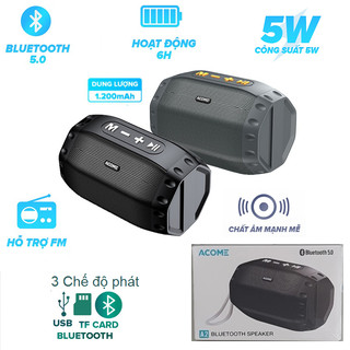 Loa di động mini bluetooth 5.0 công suất lớn 5w acome a2 3in1 nghe fm playtime đến 6 giờ gọn nhẹ