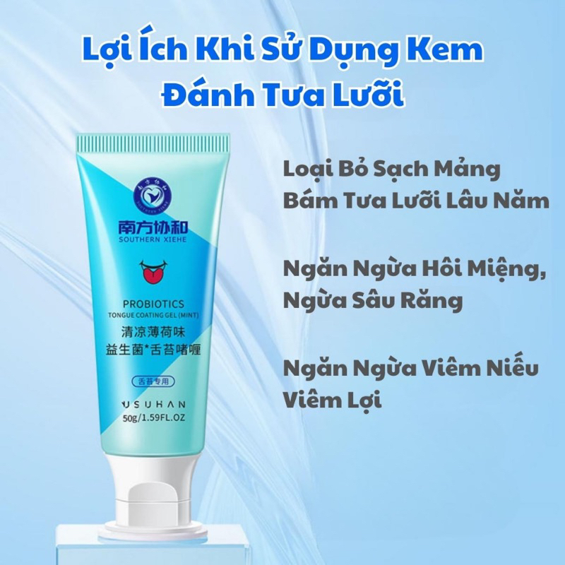 Combo KEM BÀN CHẢI đánh rưa lưỡi gel rưa lưỡi loại bỏ mảng bám làm sạch răng miệng nội địa Trung