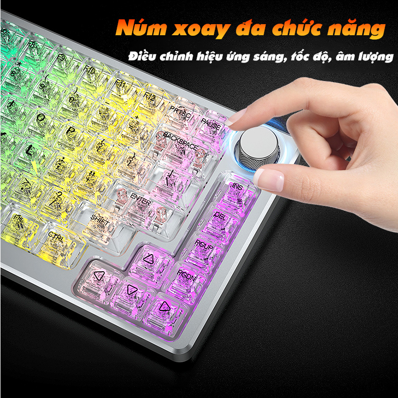 Bàn phím cơ không dây ATAS K83 - Trục cơ CRYSTAL AXIS - Phím trong suốt - Khung nhôm - LED RGB - Layout 83%