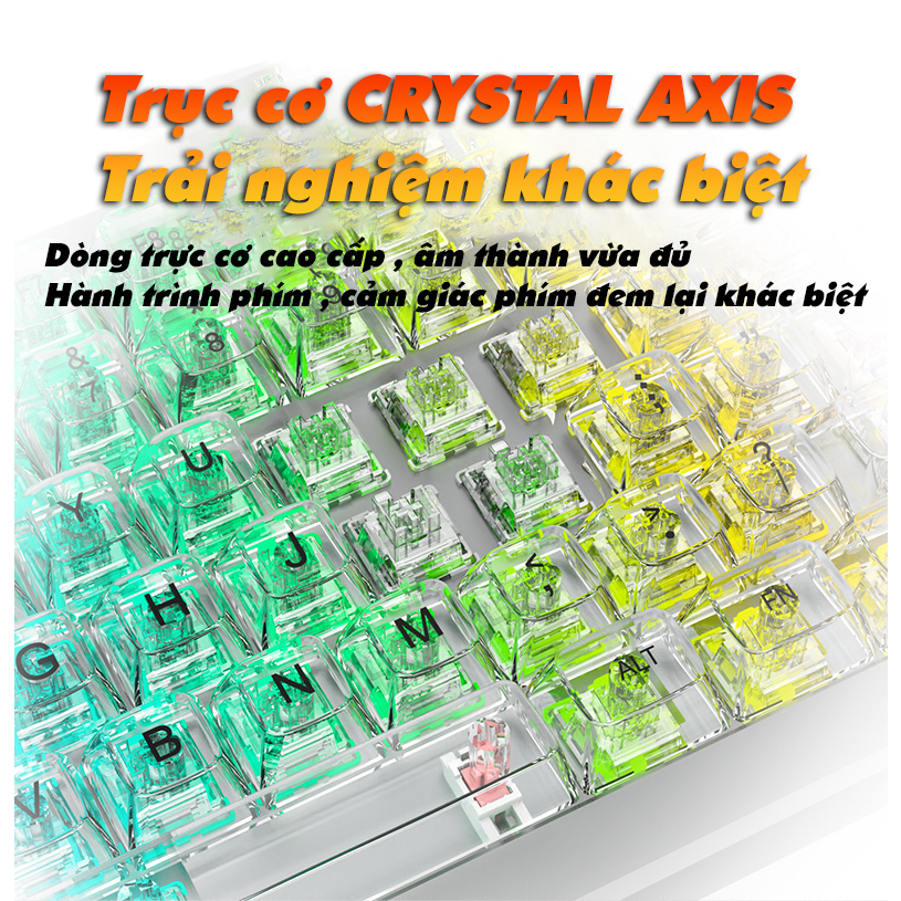 Bàn phím cơ không dây ATAS K83 - Trục cơ CRYSTAL AXIS - Phím trong suốt - Khung nhôm - LED RGB - Layout 83%