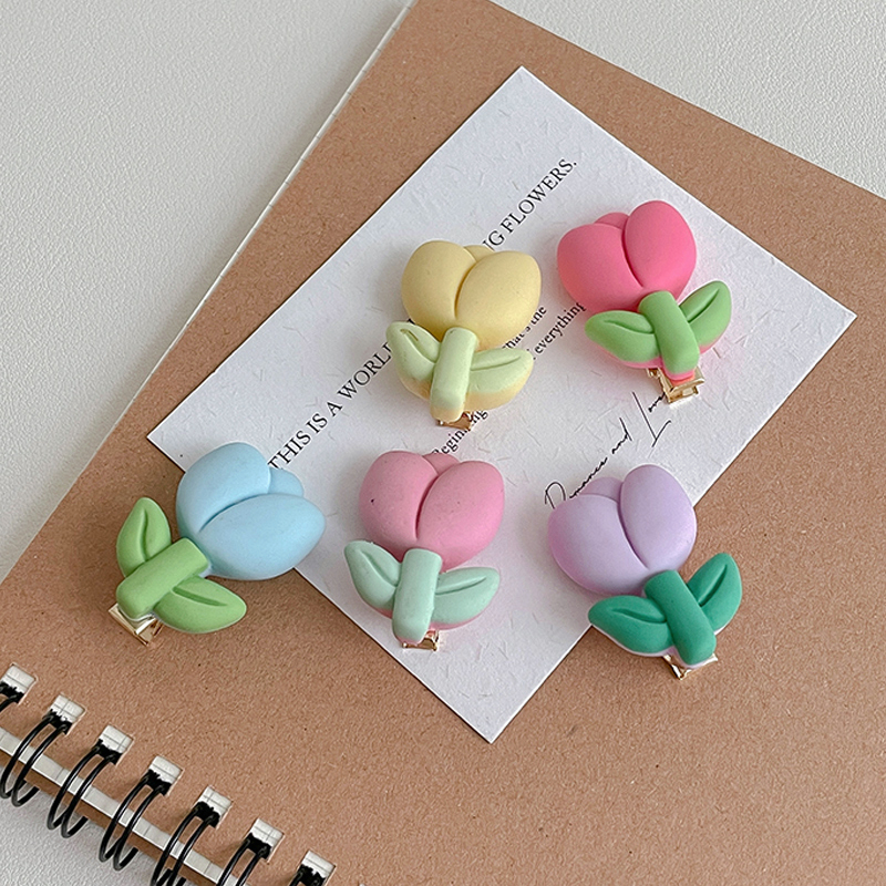 🍒🍒CHERRYKOKO Kẹp tóc mái hoa tulip màu sắc pastel nhẹ nhàng dễ thương
