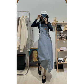 Đầm yếm jean dáng dài 0323 [thaotranshop90]