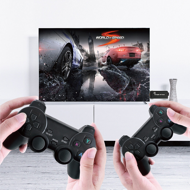 Máy Chơi Game Điện Tử 4 Nút Game Stick HDMI 3000+/10000+ Trò Chơi, Kết nối HDMI, 4K kết nối với ti vi，32GB/64GB