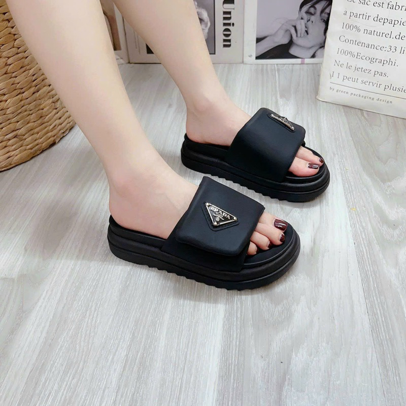 Dép Bánh Mì Da Dán Khoá Cao Cấp Cực Sang Êm Đẹp