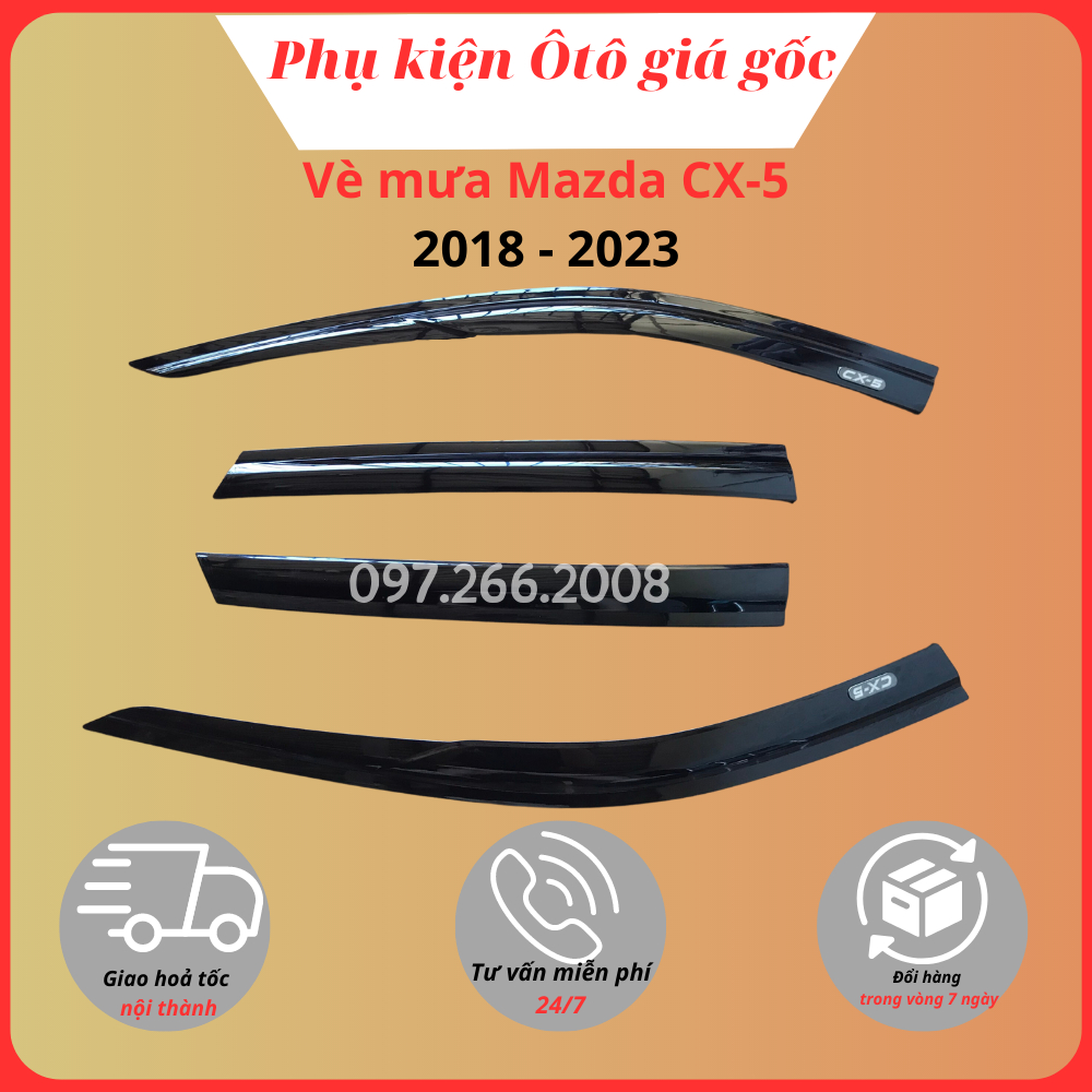 Vè che mưa xe Mazda CX5 2018 - 2021, 2022, 2023 nhựa đen thái cao cấp, dày dặn, sáng bóng