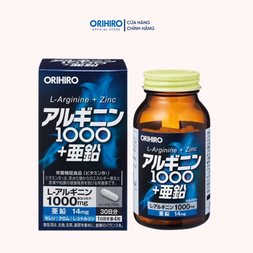 Viên uống tăng cường sinh lý nam giới L-Arginine 1000mg và Zinc Orihiro 120 viên