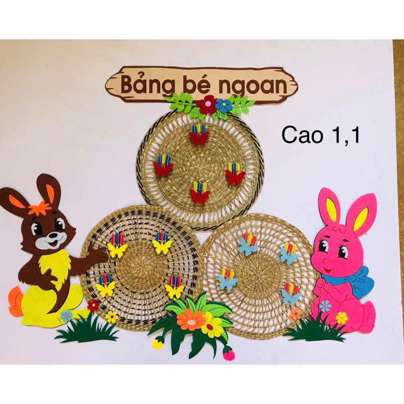 Góc Steam- Bảng bé Ngoan 3 mẹt cói Thỏ ( Đồ chơi trải nghiệm cho trẻ)