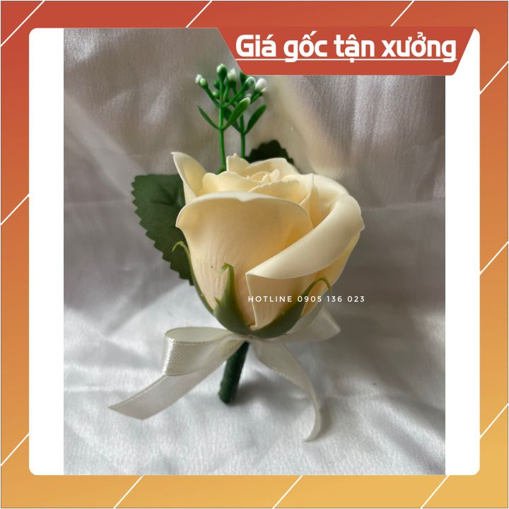 Hoa cài áo đám cưới handmade, cô dâu chú rể, hai họ, sự kiện bằng hoa sáp thơm, cài áo mùa Vu Lan, cài áo đại biểu