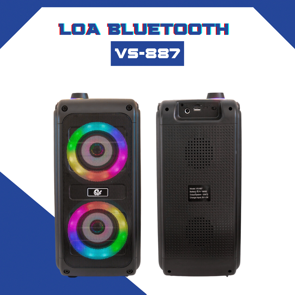 Loa vi tính Bluetooth USB VS-887 kèm mic có LED GRB kèm quai xách - loa mini chính hãng giá rẻ