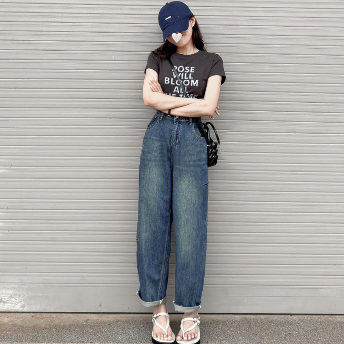 [BGTM944]QUẦN BAGGY JEANS NỮ LƯNG CAO RÁCH 2 BE LỆCH MÀU XANH ĐẬM DƠ LAI CUỐN TÔN DÁNG PHÁ CÁCH