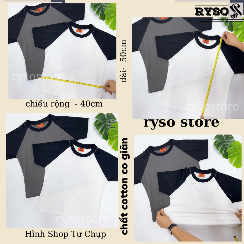 Áo thun baby tee phối tay raglan trơn đủ size áo form ôm basic mềm mịn co dãn 4 chiều RYSO