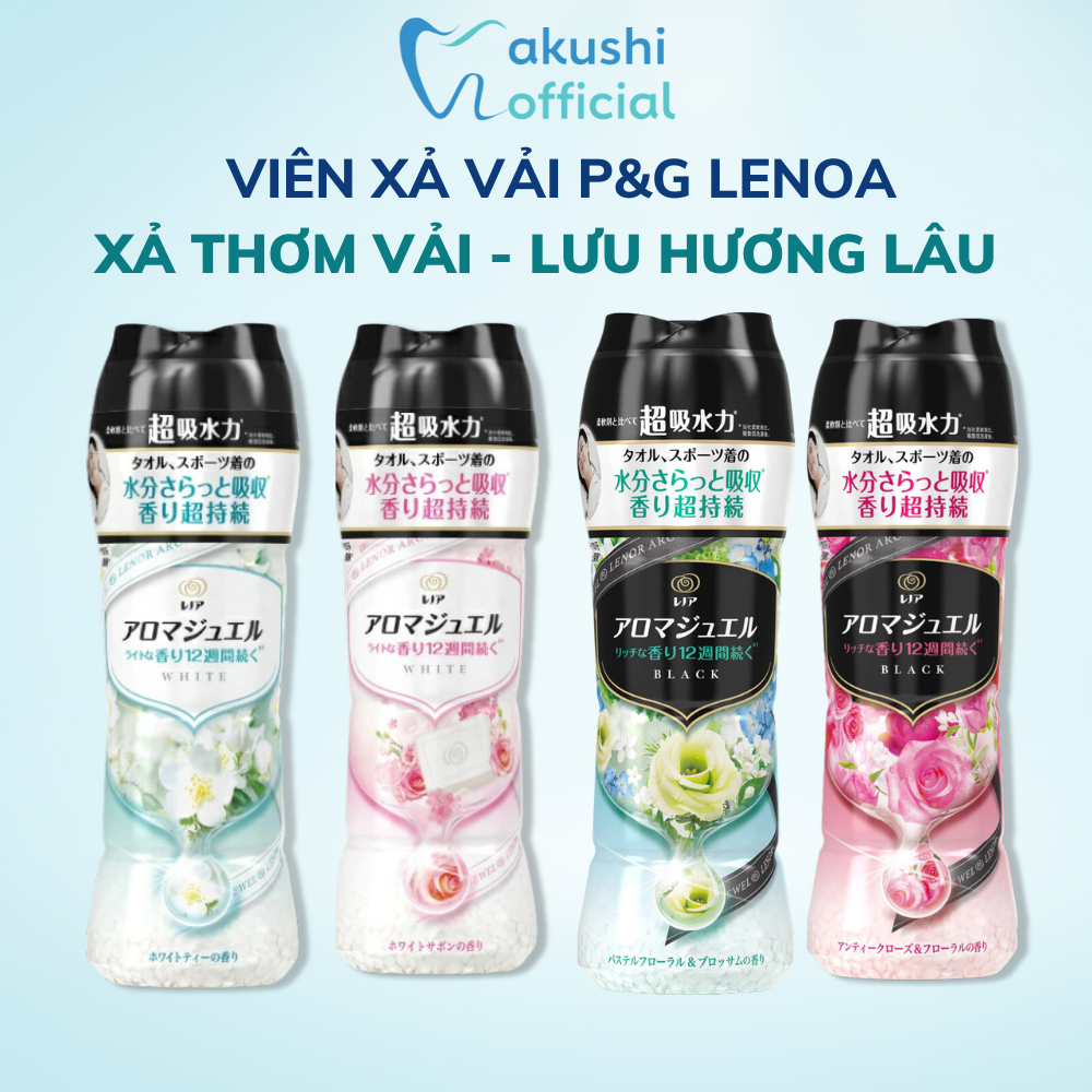 Viên xả vải dạng hạt P&G Lenoa Aroma Jewel làm mềm vải lưu hương lâu 4 mùi hương lọ 470ml - Akushi