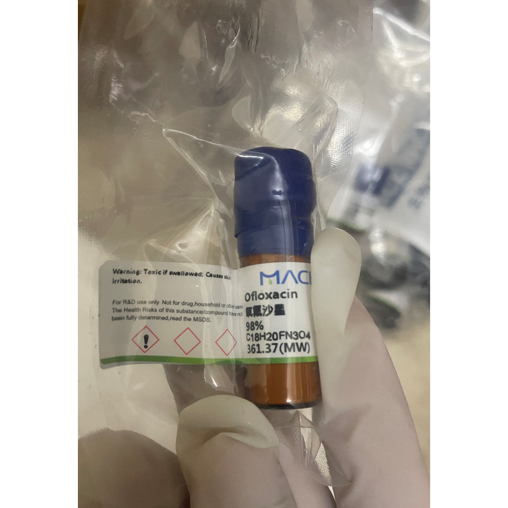 Hóa chất Ofloxacin-C18H20FN3O4-CAS 82419-36-1 lọ 1g hàng Macklin chất chuẩn