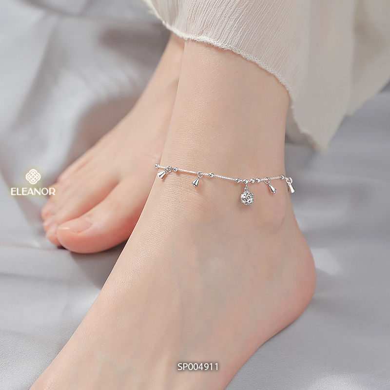 Vòng tay lắc chân nữ bạc 925 Eleanor Accessories bộ trang sức hình chuông phối bi tròn phụ kiện trang sức 4910