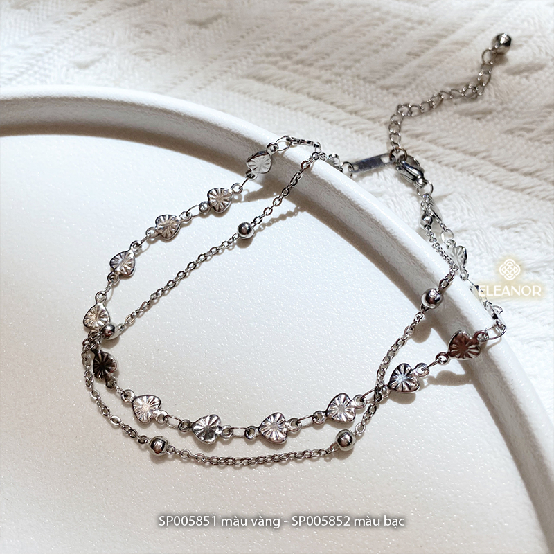 Lắc chân nữ titan Eleanor Accessories hình lá phối bi tròn phụ kiện trang sức 5851
