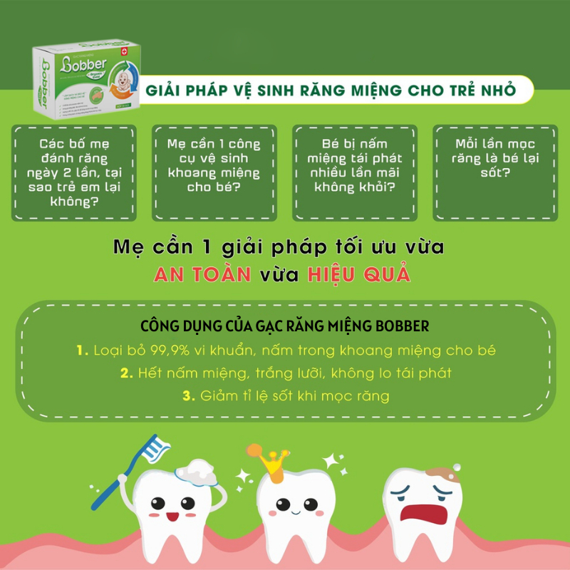 Gạc Rơ Lưỡi Cho Bé Bobber làm sạch răng miệng cho bé