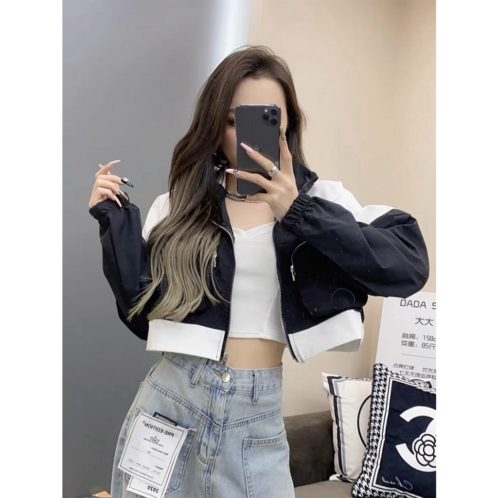 Áo Khoác Dù Nữ Phối Túi Kiểu Siêu Xinh Form Croptop - SUPER MAKET