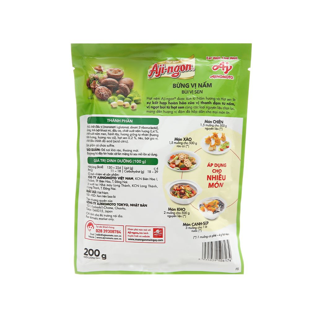 Hạt Nêm Aji-ngon Nấm Hương Hạt Sen Gói 400g - Hạt Nêm Chay- Bách Hóa Tổng Hợp Như Ngọc