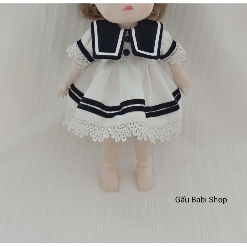 Set đầm thủy thủ kèm nón cho búp bê ob11, ddf, 5inch, 1/8bjd, bru, baboliy, 1/6 blythe, babies, xinji, animator