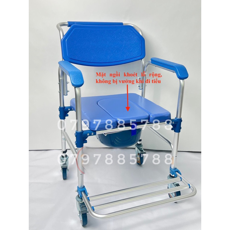 Ghế bô vệ sinh - Xe lăn - Ghế tắm đa năng dành cho người già 4 trong 1