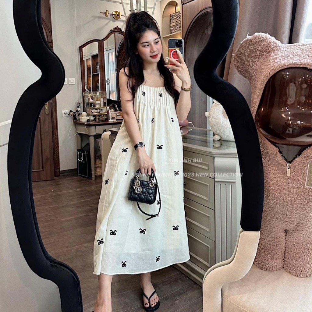 Đầm 2 Dây Maxi Họa Tiết Đi Biển Chất Vải Thô Cao Cấp