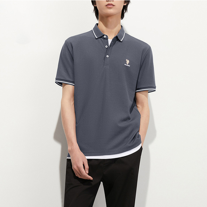 HLAxQee - Áo POLO nam ngắn tay hút ẩm thấm mồ hôi logo gấu Qee pattern moisture-absorbing Polo Shirt