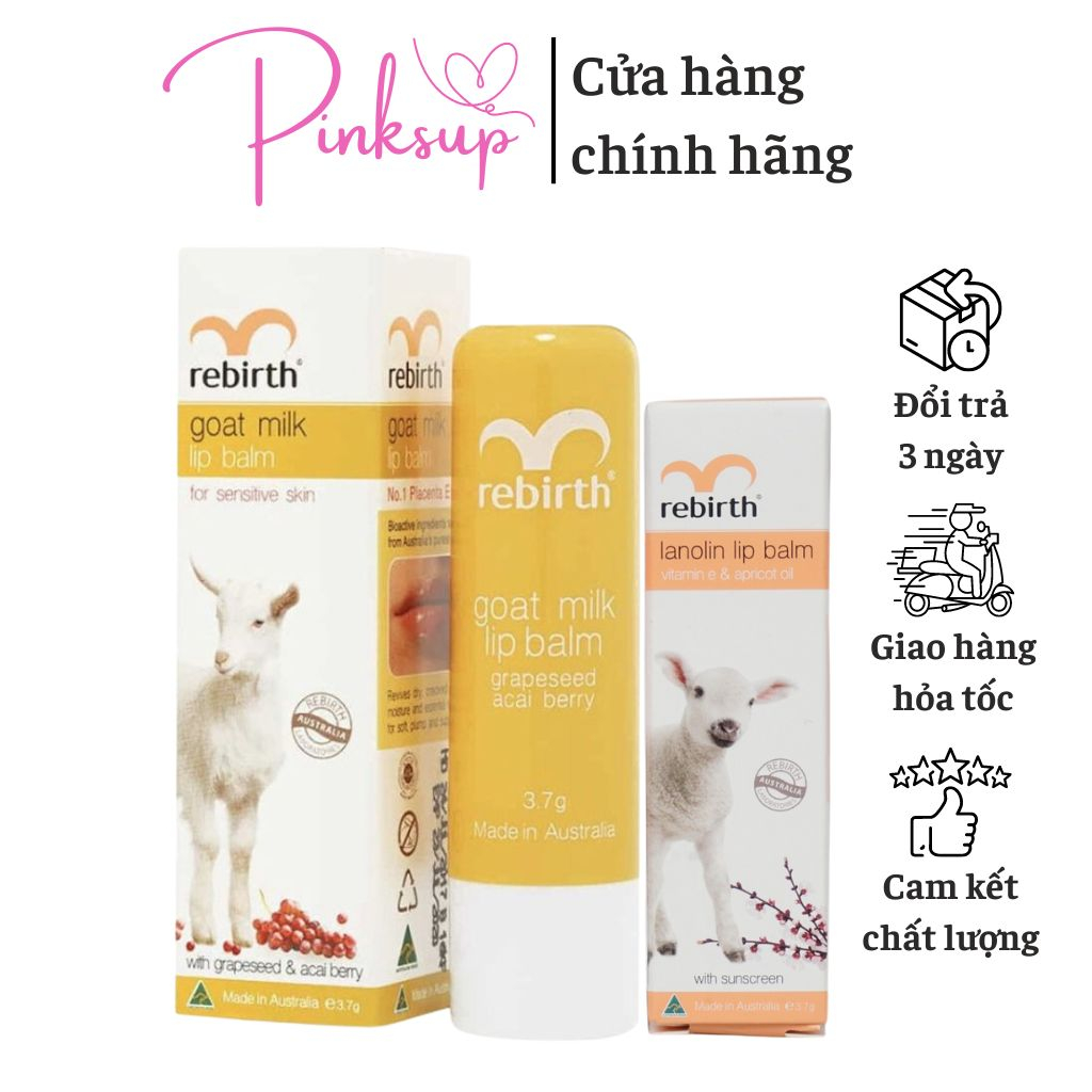Son Dưỡng Môi Nhau Thai Cừu Rebirth Với Vitamin E và Dầu Mơ 3.7g - Pinksup