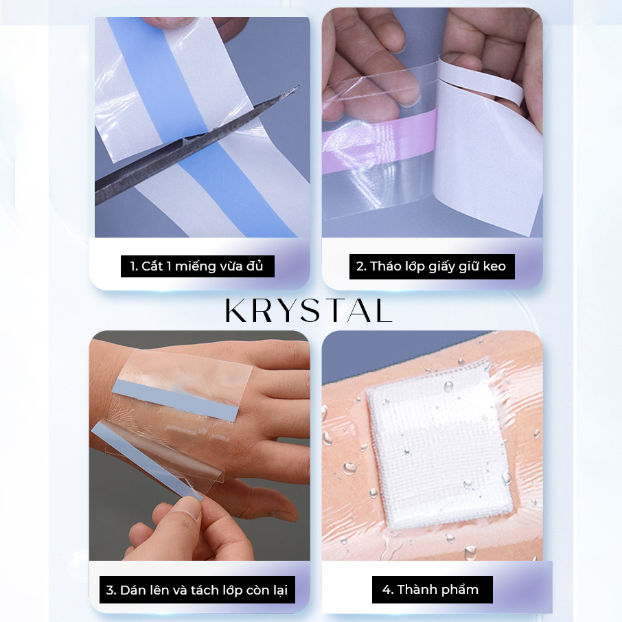 Cuộn 5m băng siêu dính định hình ngực và chống nước vết thương ngoài da KRYSTAL P011