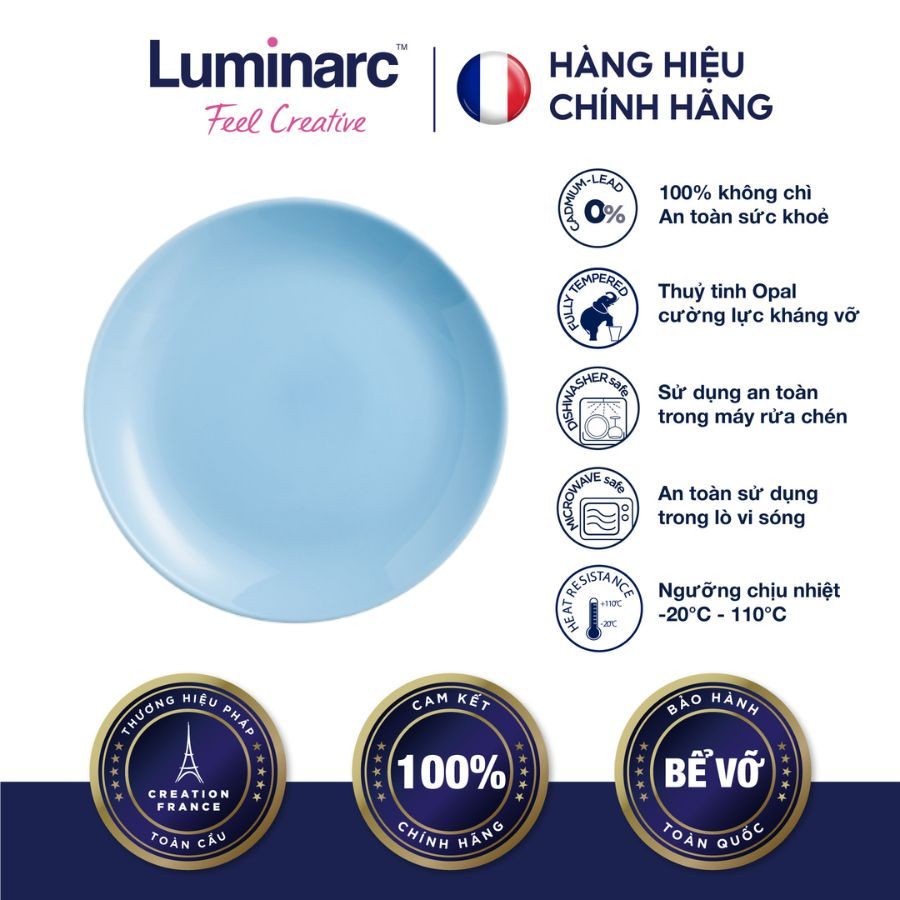 Bộ 6 Đĩa Thuỷ Tinh Luminarc Diwali Light Blue 25cm- LUDIP2610