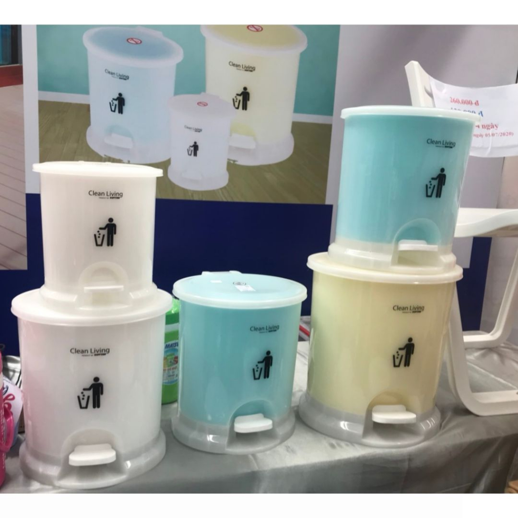 Thùng Rác Nhựa Oval Đạp Chân Duy Tân Cao Cấp Size Nhí/Nhỏ/Trung/Lớn