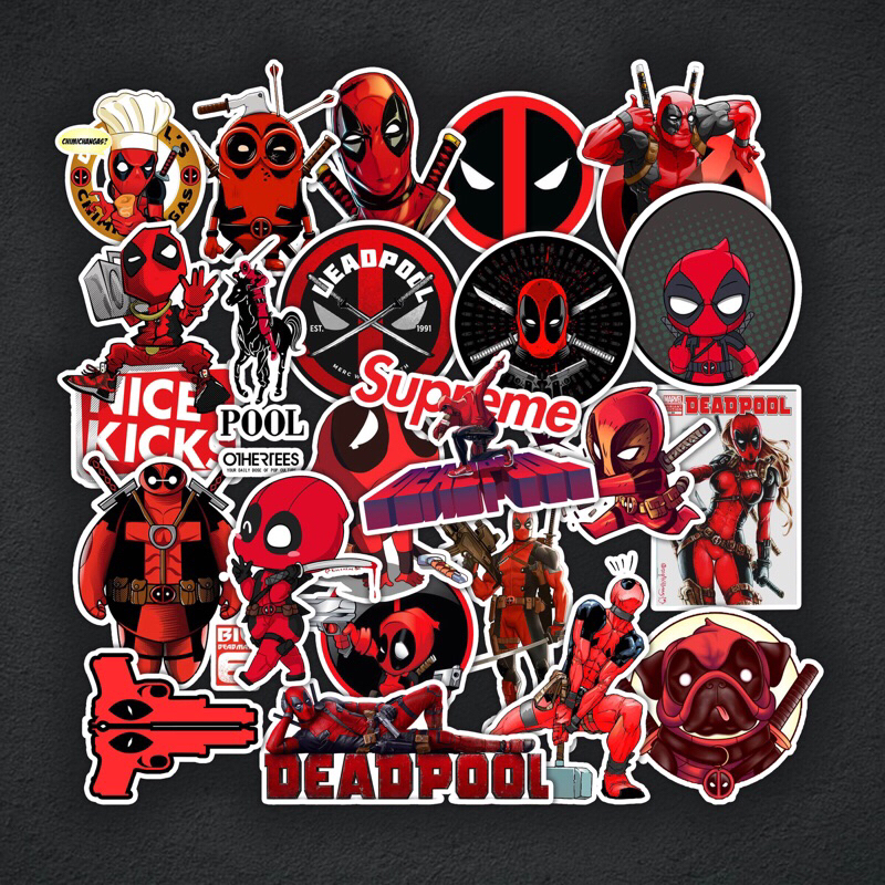 Sticker Deadpool chống nước, hình dán mũ bảo hiểm, dán xe, điện thoại, laptop – Nghiện Sticker