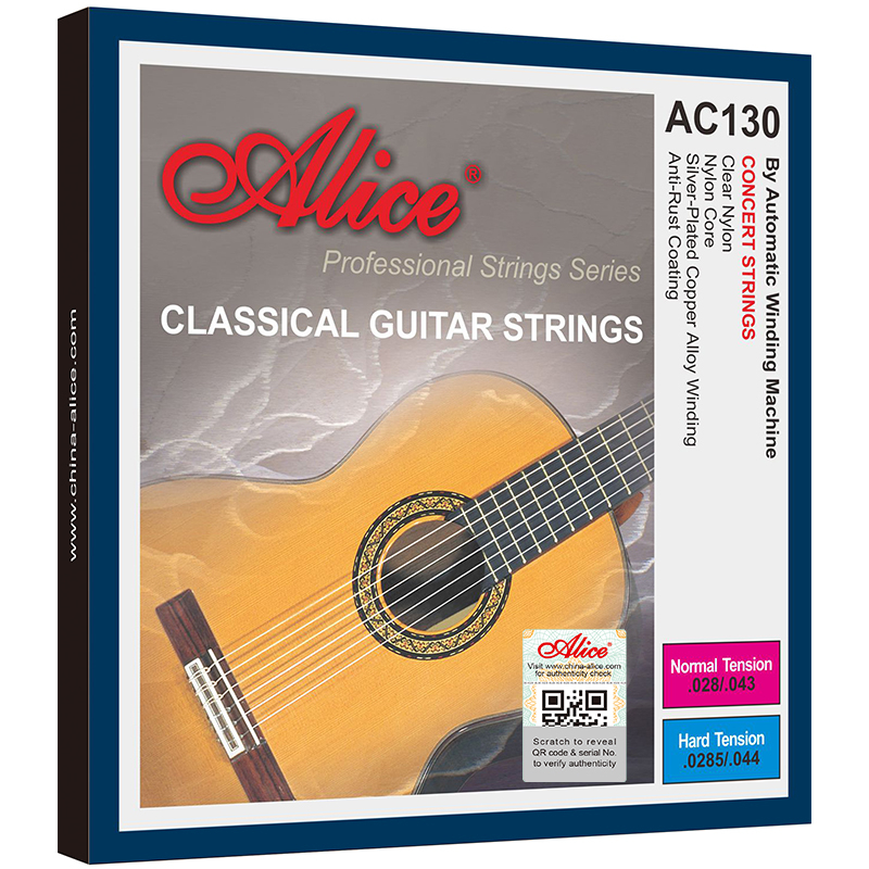 Bộ dây đàn Guitar Classic - Alice AC130 - Clear Nylon Plain, Silver Plated Copper Alloy Winding, Anti-Rust Coating