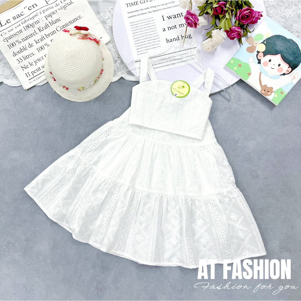 Mcbb - 24-49 kg set áo croptop chân váy dài midi áo 2 dây bé gái váy cho bé gái bộ đồ cho bé gái đầm công chúa trẻ em nữ