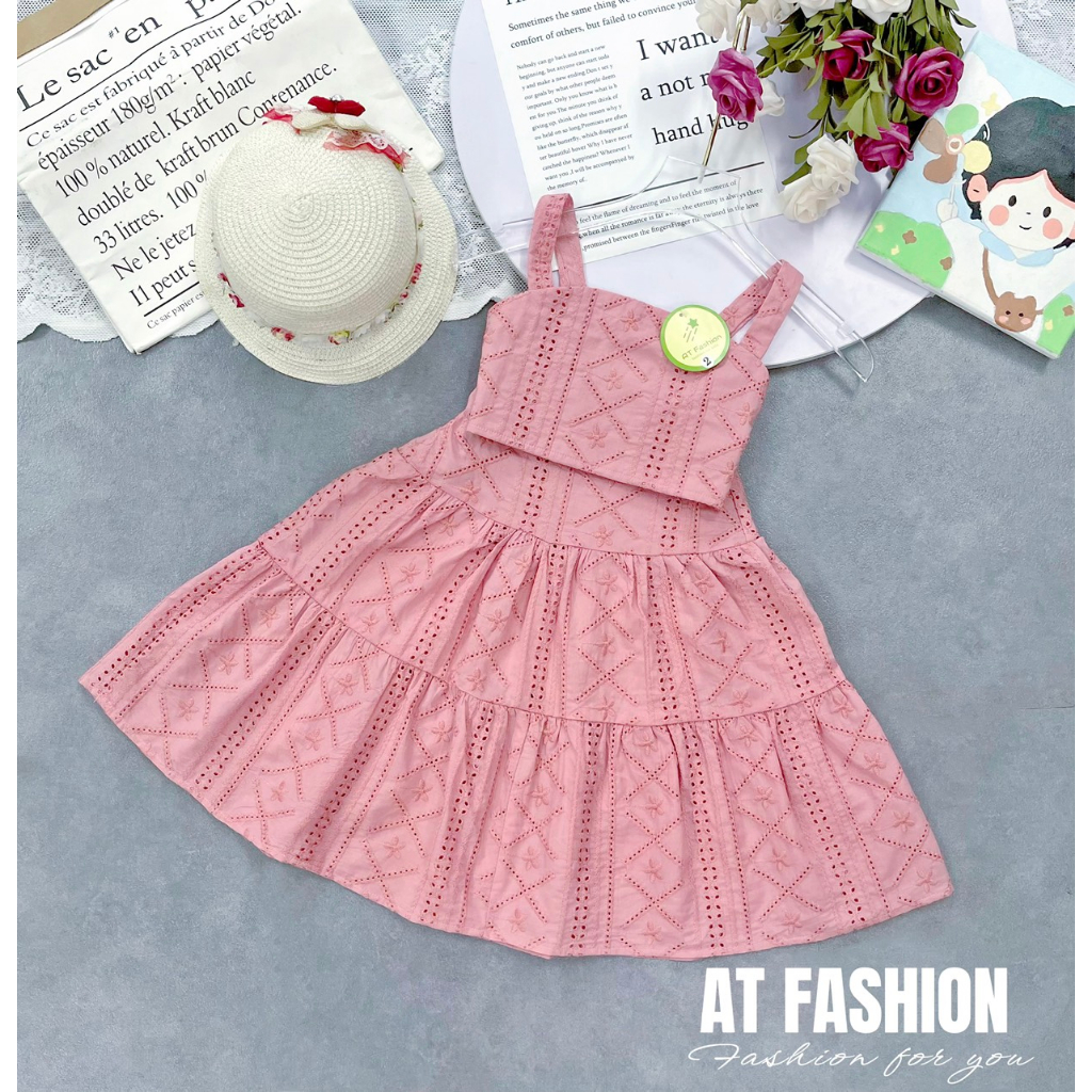 Mcbb - 24-49 kg set áo croptop chân váy dài midi áo 2 dây bé gái váy cho bé gái bộ đồ cho bé gái đầm công chúa trẻ em nữ