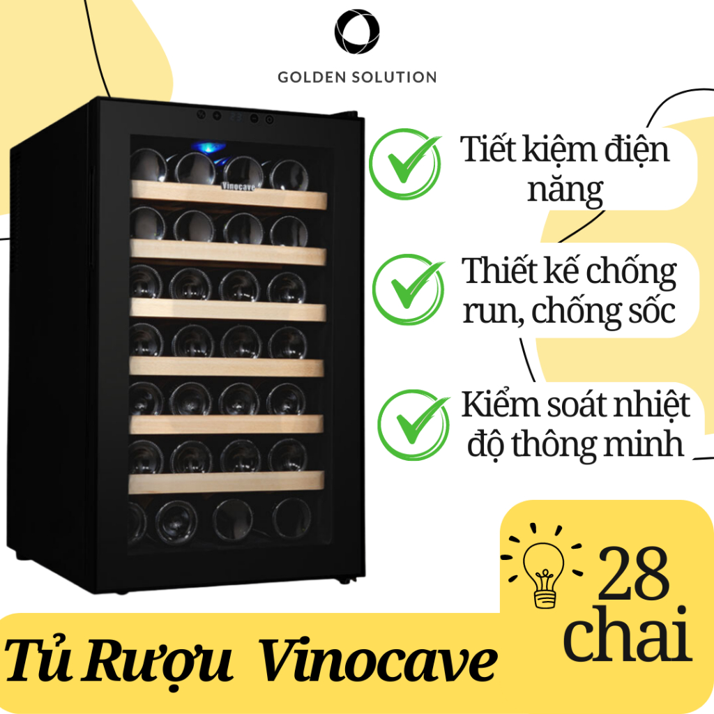 Tủ Đựng Rượu Vang, GIúp Bảo Quản Rượu Sử Dụng Rượu Được Lâu- Hương Vị Càng Ngon Vinocave - 28 Chai Kệ Gỗ