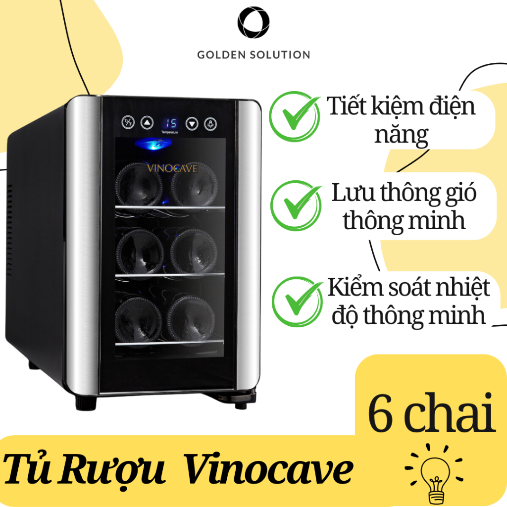 Tủ Rượu Vang, Tủ Đựng Rượu Vang, Giúp Bảo Quản Rượu Sử Dụng Được Lâu- Hương Vị Càng Ngon Vinocave - 6 Chai Kệ Kim Loại