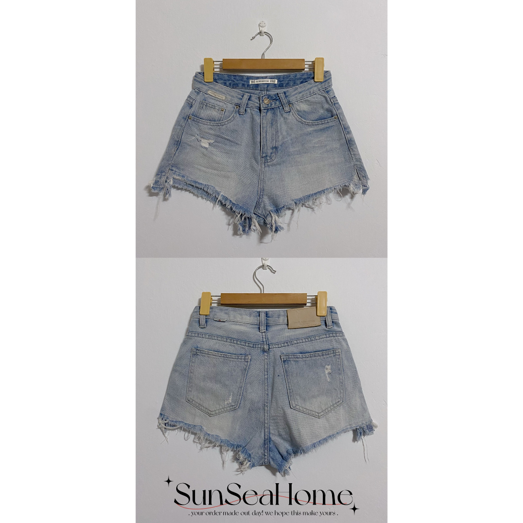Quần đùi short jeans cạp cao, ngắn, siêu ngắn Y2K SS02 secondhand