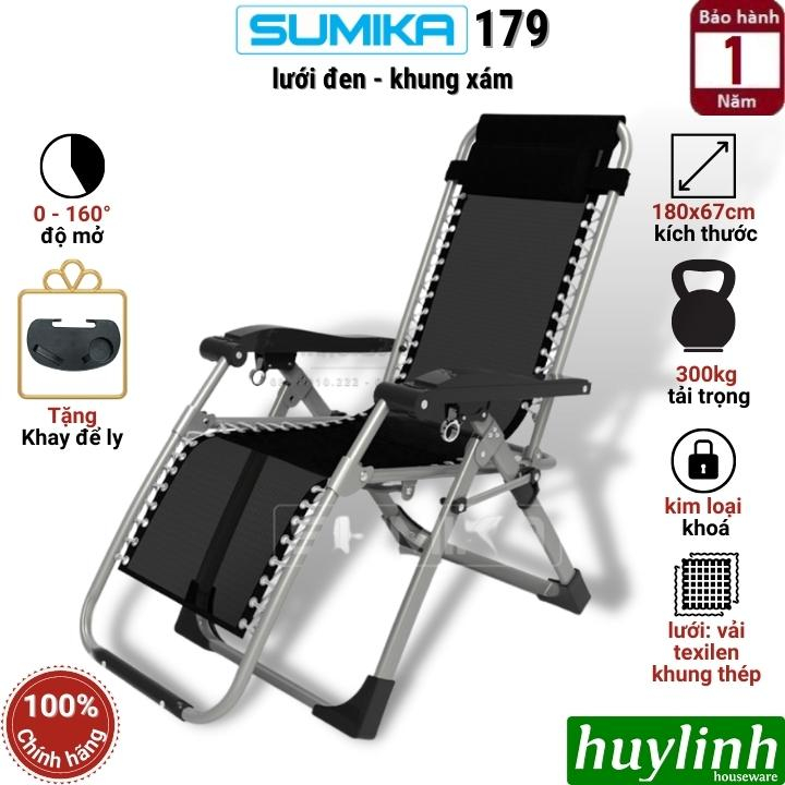 Ghế xếp gấp thư giãn Sumika 179 - Tặng khay để ly - Tải trọng 300kg - Khoá kim loại cao cấp