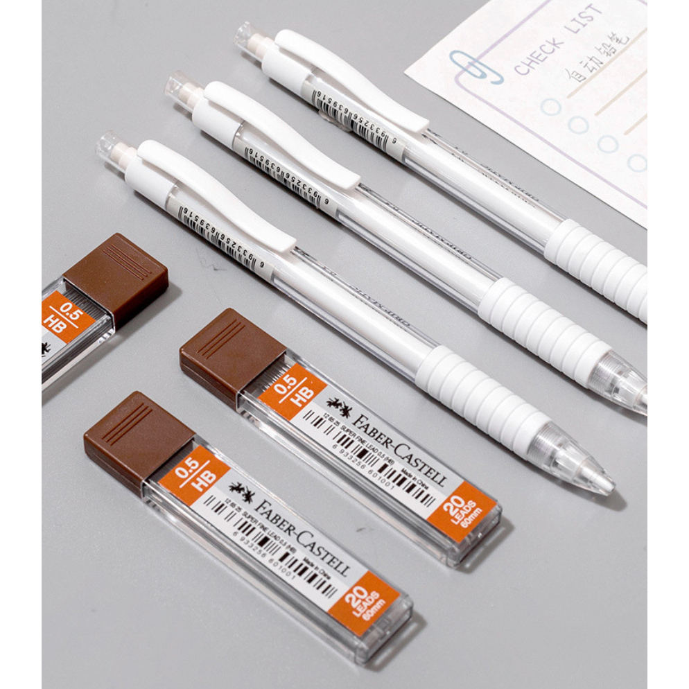 Bút chì bấm Faber Castell ruột 0.5mm dòng Grip Matic màu trắng