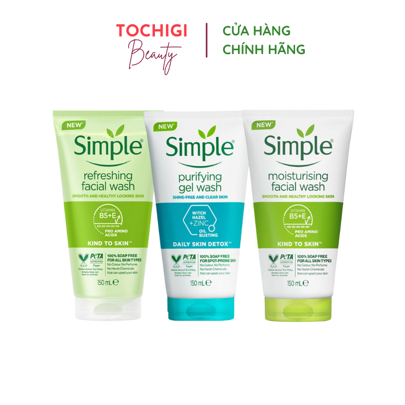 Sữa Rửa Mặt Simple Dịu Nhẹ Cho Da Nhạy Cảm Kind To Skin Refreshing Facial Wash 150ml