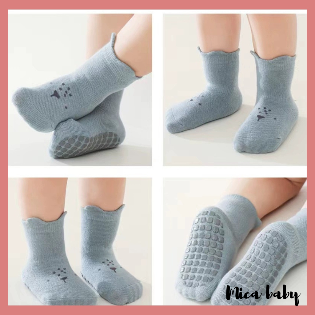 Tất vớ cao cổ chống trượt họa tiết in hình thú đáng yêu cho bé T45 Mica baby