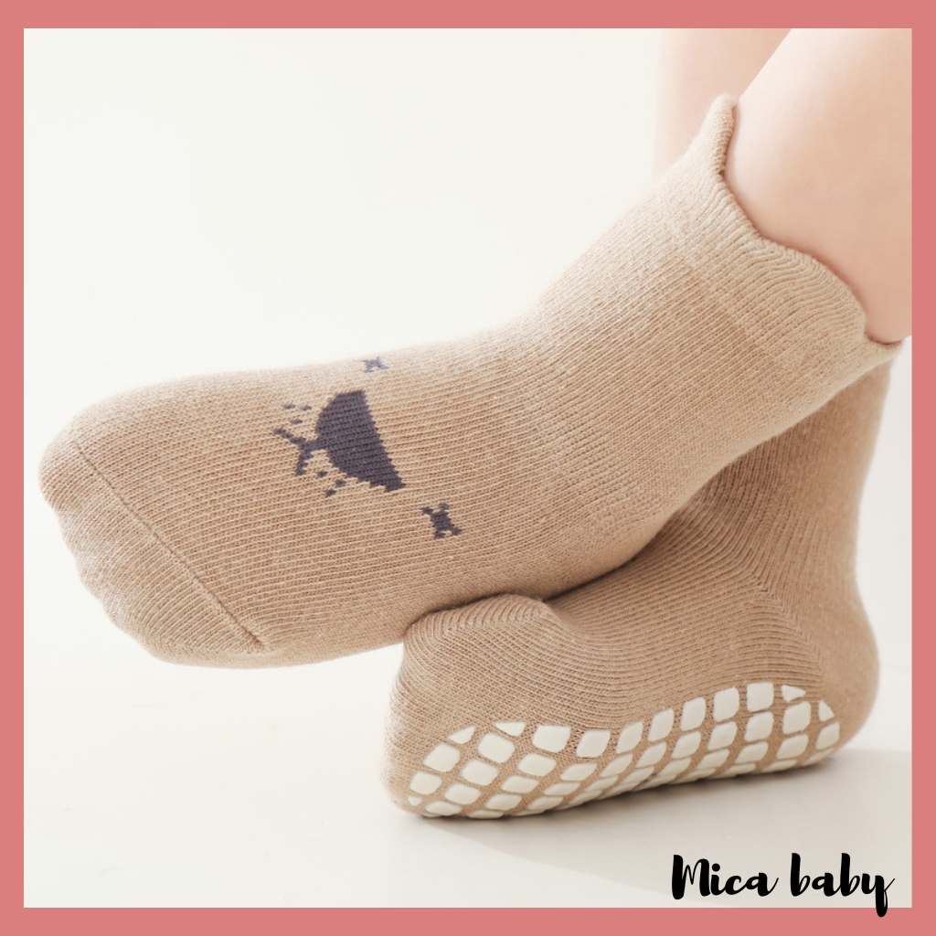 Tất vớ cao cổ chống trượt họa tiết in hình thú đáng yêu cho bé T45 Mica baby