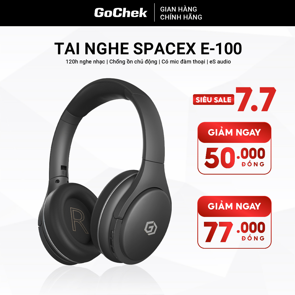 Tai nghe không dây Bluetooth Gochek SpaceX E-1000, Tai nghe chống ồn chủ động công nghệ âm thanh eS Audio